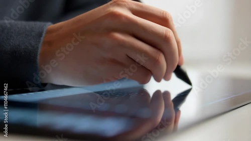 hand signing on modern digital tablet