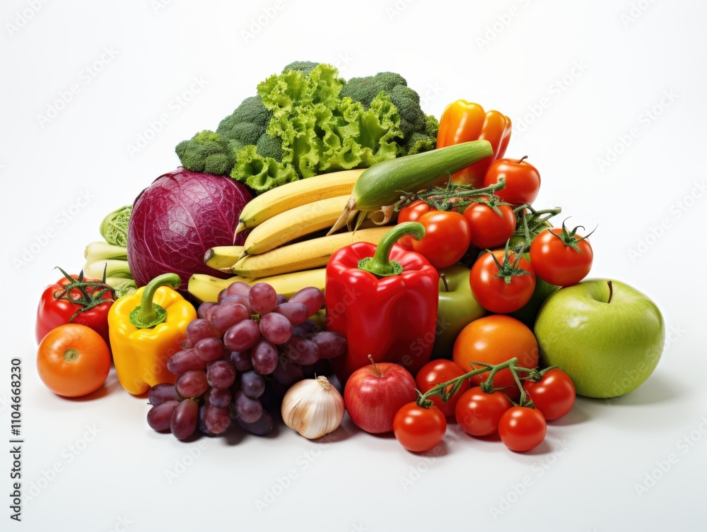a vibrant assortment of fresh fruits and vegetables arranged artistically a vibrant assortment of fresh fruits and vegetables arranged artistically