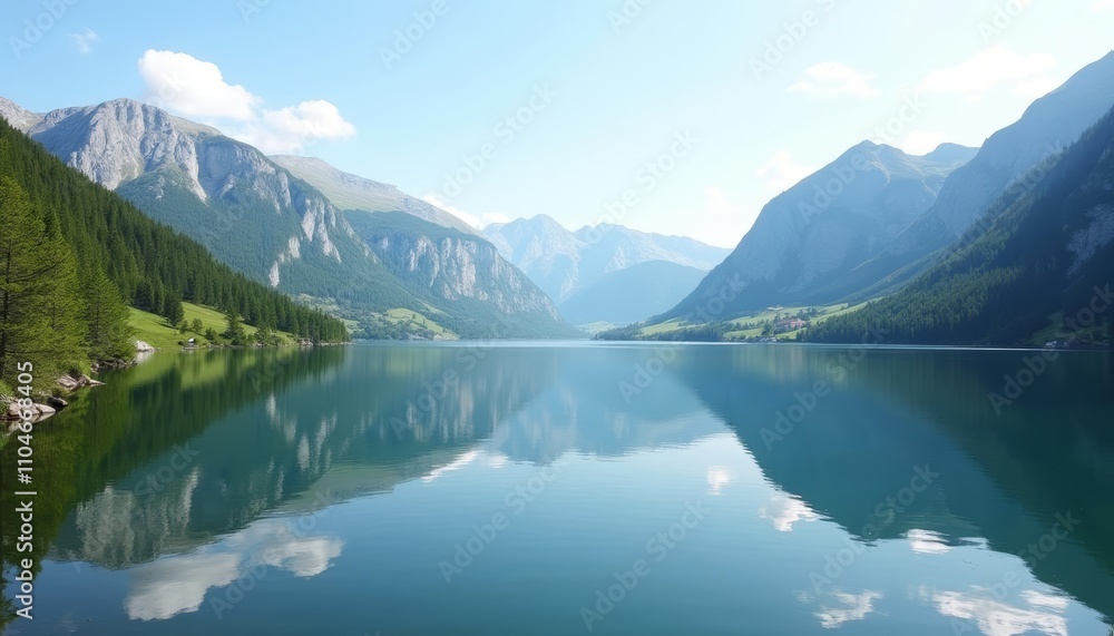 Mountains reflected in a serene lake