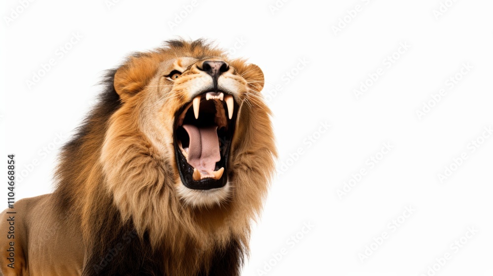 Fototapeta premium majestic lion roaring with fierce expression