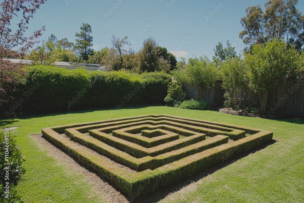 a beautifully designed hedge maze in a lush garden setting a beautifully designed hedge maze in a lush garden setting