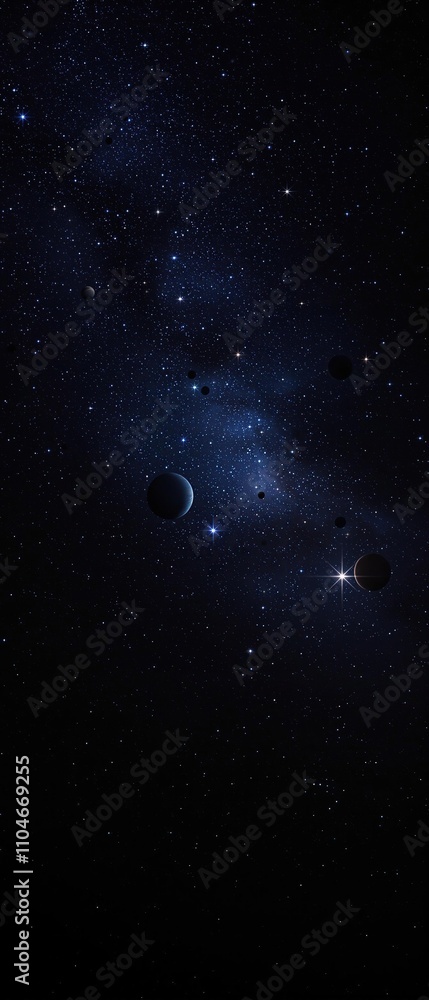 Fototapeta premium Planetary alignment in the night sky with stars and planets , celestial, cosmic, astronomy, planets, stars