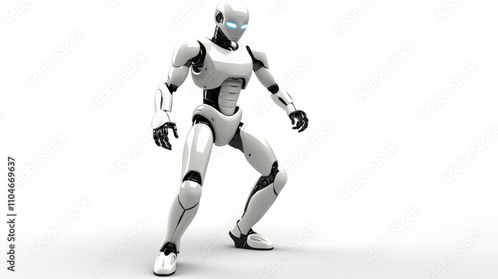 futuristic humanoid robot in a dynamic pose futuristic humanoid robot in a dynamic pose