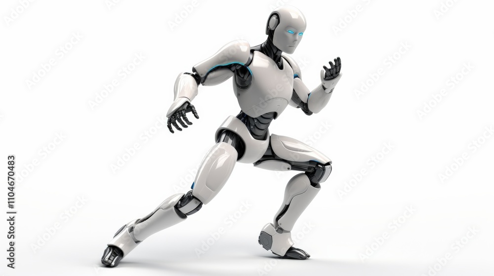 a futuristic humanoid robot in motion, showcasing advanced technology and design a futuristic humanoid robot in motion, showcasing advanced technology and design