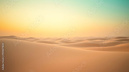 Serene Sunset Over Undulating Sand Dunes in a Vast Desert Landscape