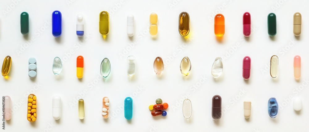 various dietary supplements and vitamins arranged in a flat lay composition various dietary supplements and vitamins arranged in a flat lay composition