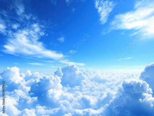 beautiful blue sky with fluffy clouds