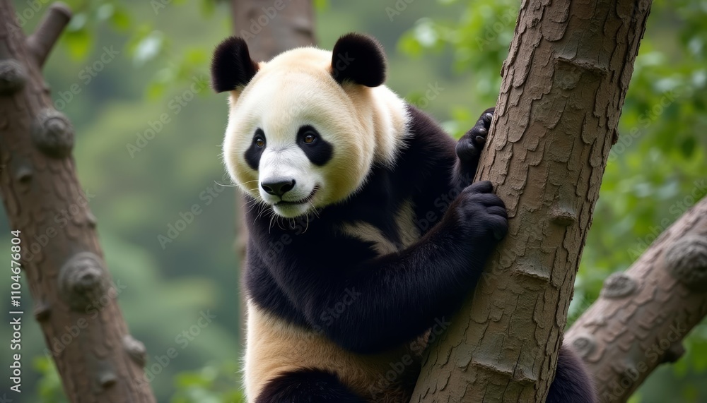 Obraz premium A panda bear sitting on a tree branch