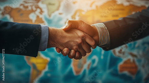 Global partnership and trust: A professional handshake symbolizing international collaboration, teamwork, and business success