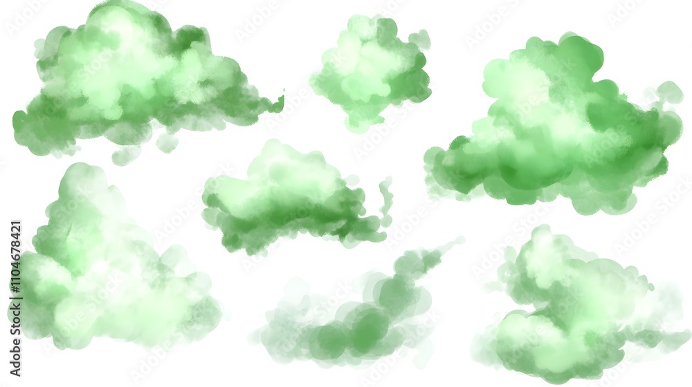 collection of green cloud isolated on a white background as transparent png collection of green cloud isolated on a white background as transparent png