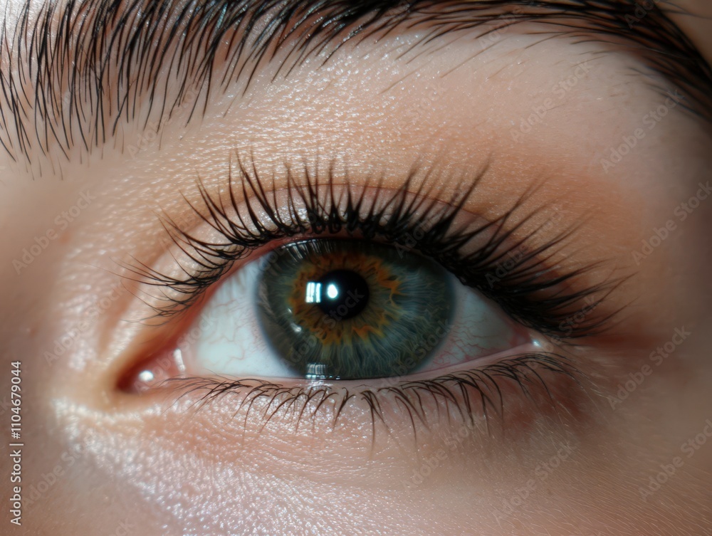 Obraz premium Close-Up of a Woman's Eye with Long Eyelashes