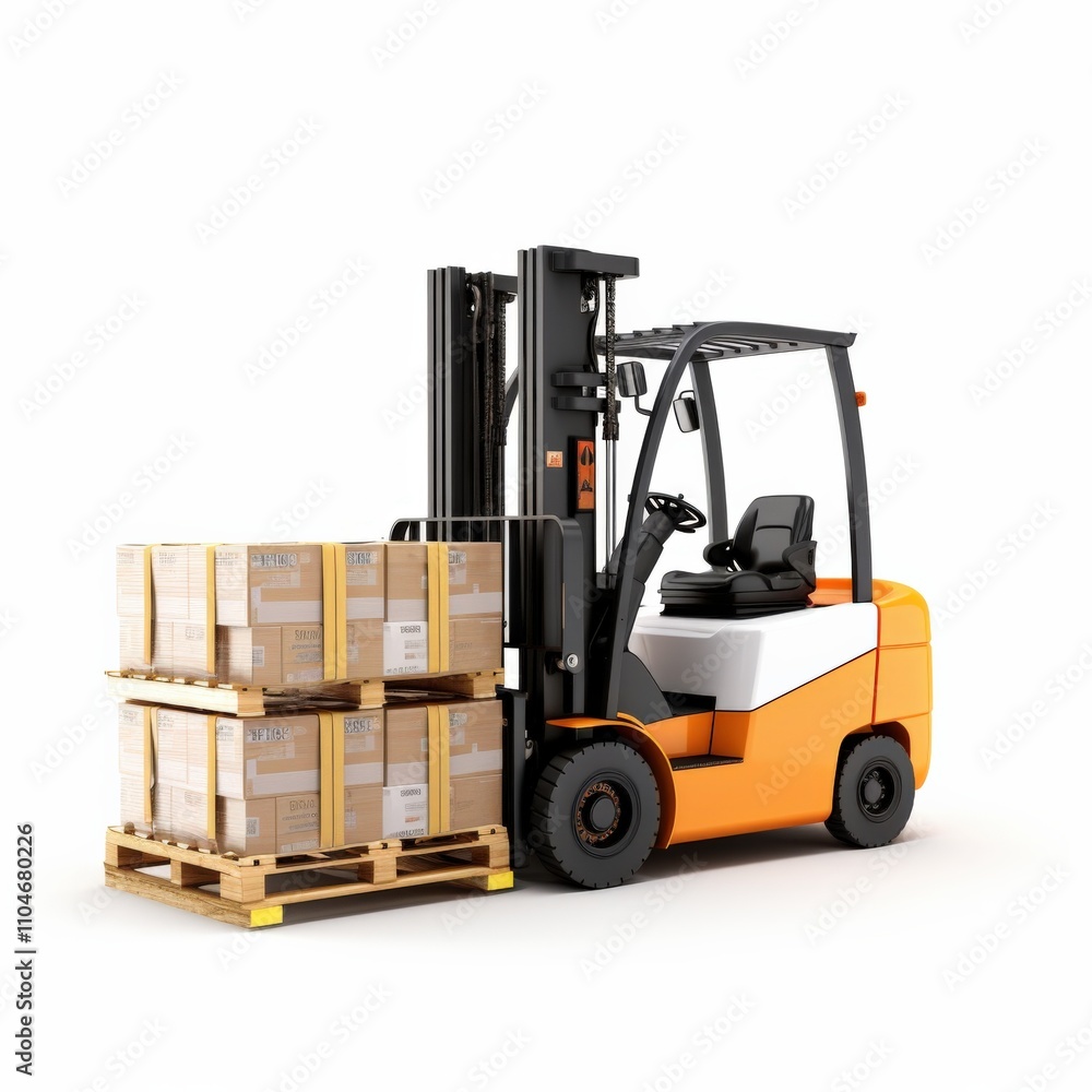 forklift lifting pallets of goods in a warehouse setting forklift lifting pallets of goods in a warehouse setting