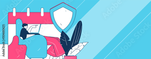 Business network security character flat vector concept operation hand drawn illustration
