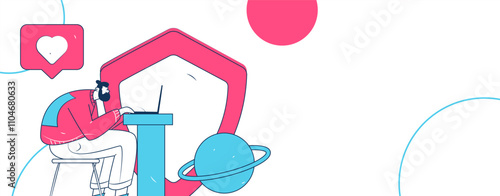 Business network security character flat vector concept operation hand drawn illustration
