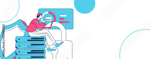 Business network security character flat vector concept operation hand drawn illustration
