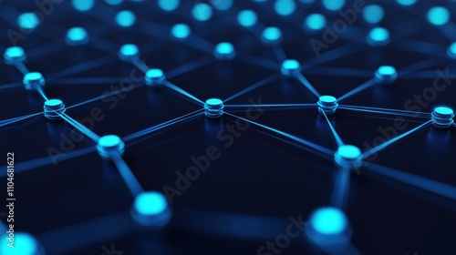 Futuristic Blue Network Illustration on Dark Background