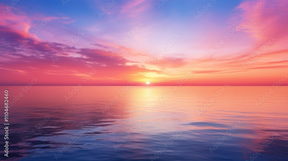 Fototapeta premium serene sunset over calm waters with vibrant colors