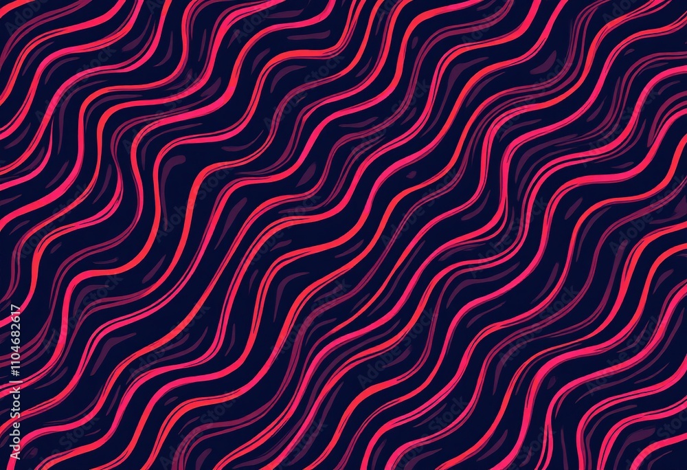 Seamless Vector Art of Wavy Lines: Bright Electric Pink and Red on Dark Indigo, Perfect for Modern Design Projects Seamless Vector Art of Wavy Lines: Bright Electric Pink and Red on Dark Indigo, Perfect for Modern Design Projects