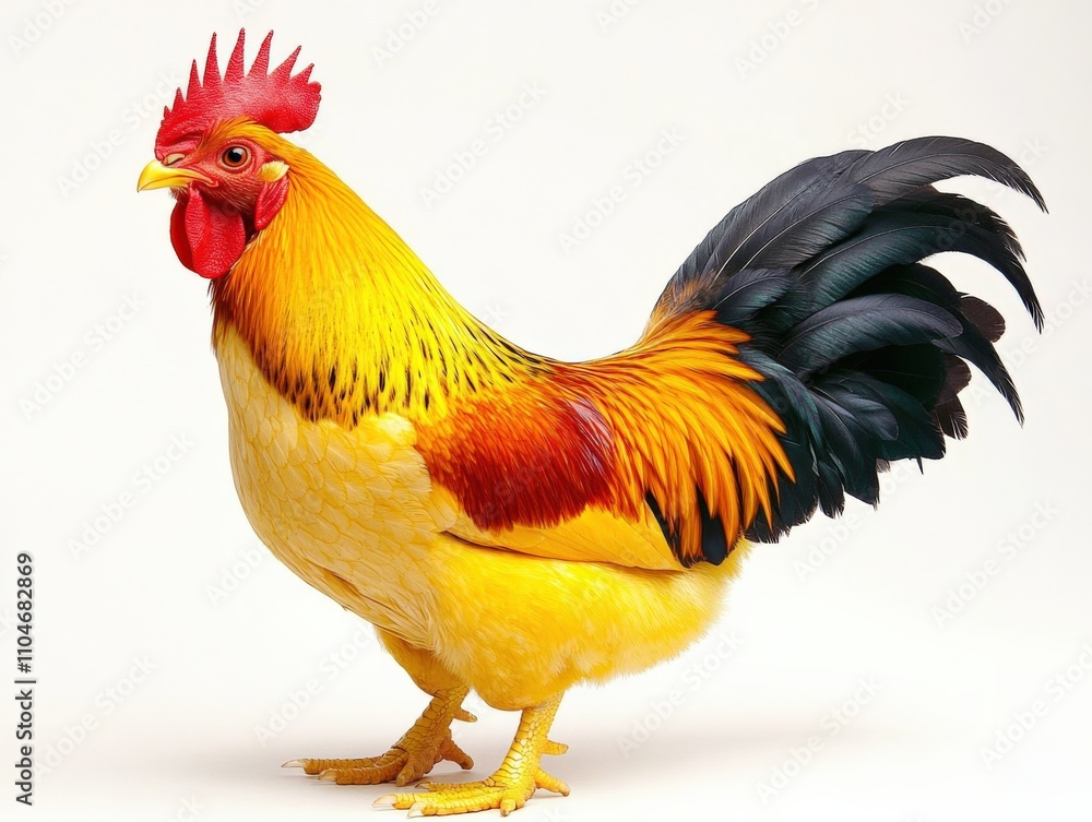 Fototapeta premium vibrant rooster with colorful plumage standing proudly