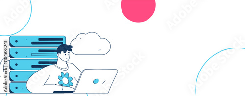 Business network security character flat vector concept operation hand drawn illustration
