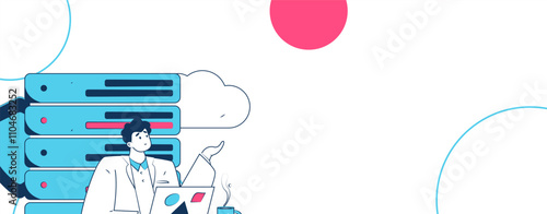 Business network security character flat vector concept operation hand drawn illustration
