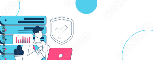 Business network security character flat vector concept operation hand drawn illustration
