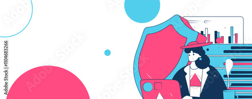 Business network security character flat vector concept operation hand drawn illustration
