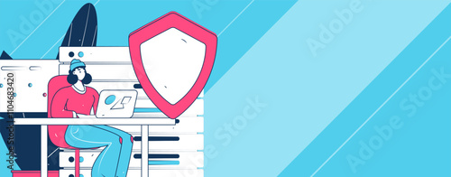 Business network security character flat vector concept operation hand drawn illustration
