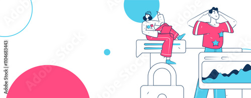 Business network security character flat vector concept operation hand drawn illustration
