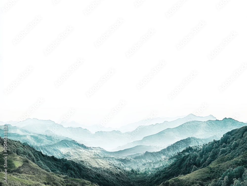 Fototapeta premium serene mountain landscape with misty valleys and soft light