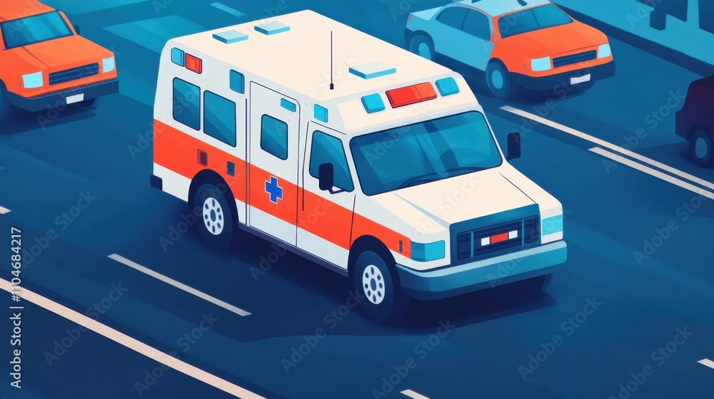Fototapeta premium Colorful Vector Illustration of Emergency Ambulance