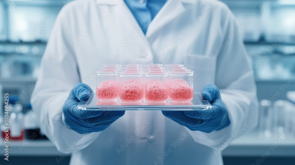 Scientist Holding Transparent Petri Dishes in Lab Setting Scientist Holding Transparent Petri Dishes in Lab Setting