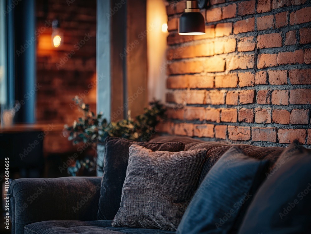 Fototapeta premium Cozy Loft Apartment Living Room Interior Design Detail