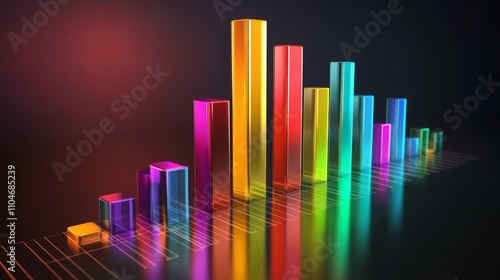 Colorful 3D Bar Graph Display with Dynamic Light Effects