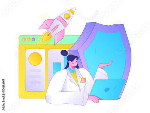 Business network security character flat vector concept operation hand drawn illustration
