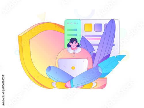 Business network security character flat vector concept operation hand drawn illustration
