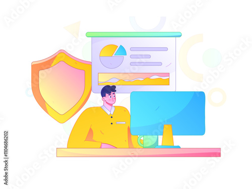 Business network security character flat vector concept operation hand drawn illustration
