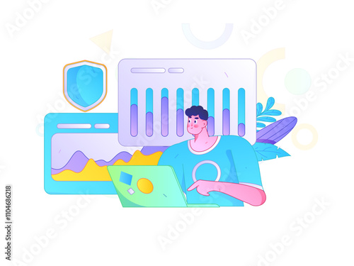 Business network security character flat vector concept operation hand drawn illustration
