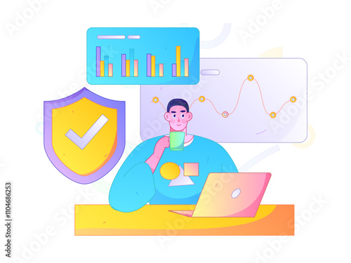 Business network security character flat vector concept operation hand drawn illustration
