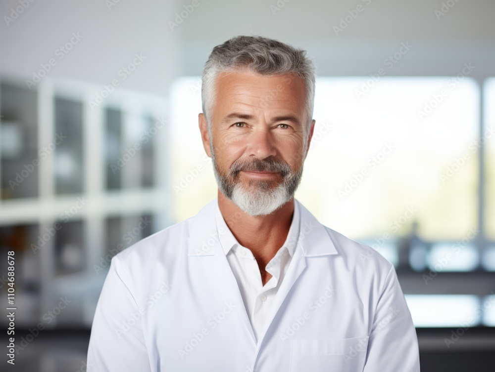 smiling healthcare professional in a lab coat smiling healthcare professional in a lab coat