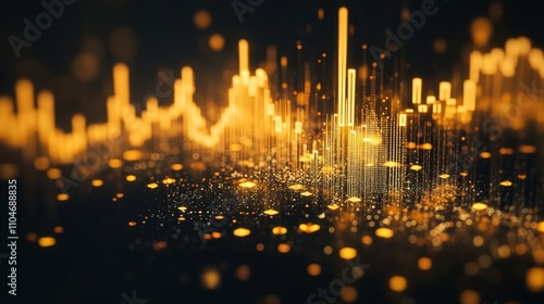 Golden Abstract Waveforms and Particles in a Dark Background