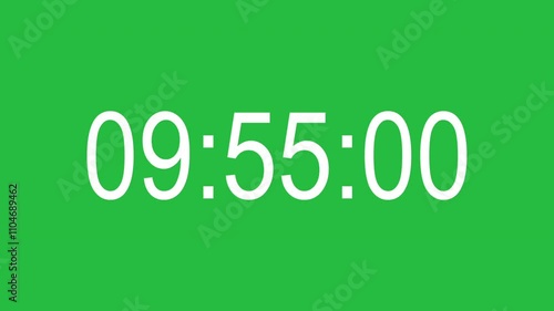10 minutes countdown timer with milliseconds on green screen