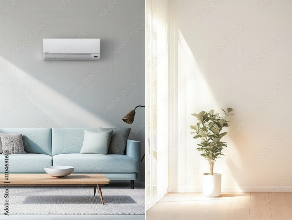 Fototapeta premium modern living room with air conditioning and natural light