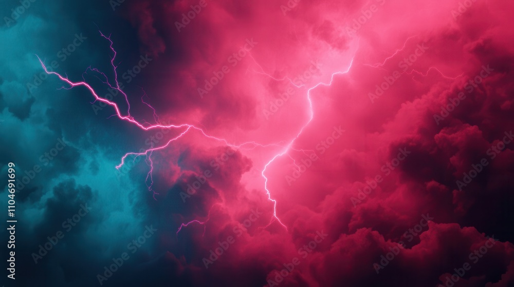 Dynamic Lightning Cracking Through Colorful Sky Dynamic Lightning Cracking Through Colorful Sky