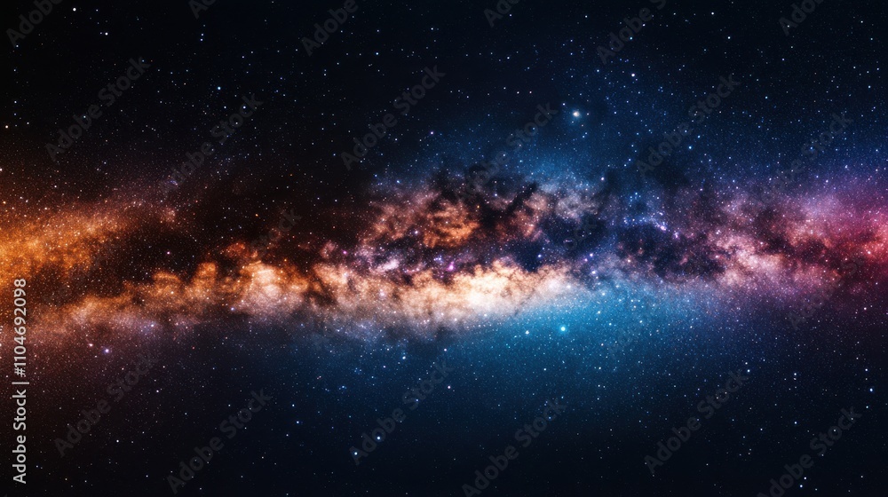 Obraz premium Futuristic Milky Way Panorama with Star Clusters