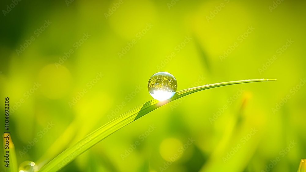 A single dewdrop rests delicately on a vibrant green blade of grass, bathed in sunlight. A single dewdrop rests delicately on a vibrant green blade of grass, bathed in sunlight.