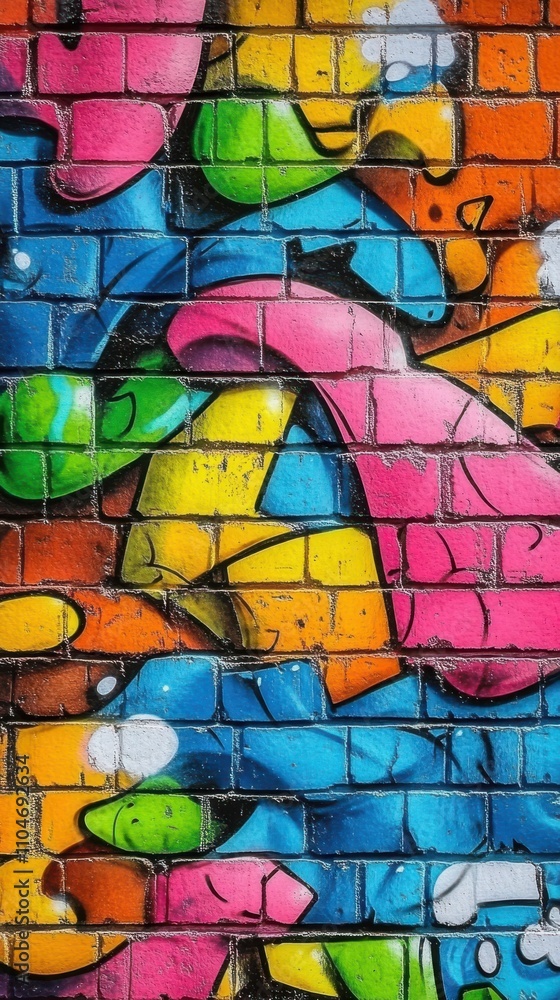 A vivid mix of abstract shapes and bold colors in street art. A vivid mix of abstract shapes and bold colors in street art.