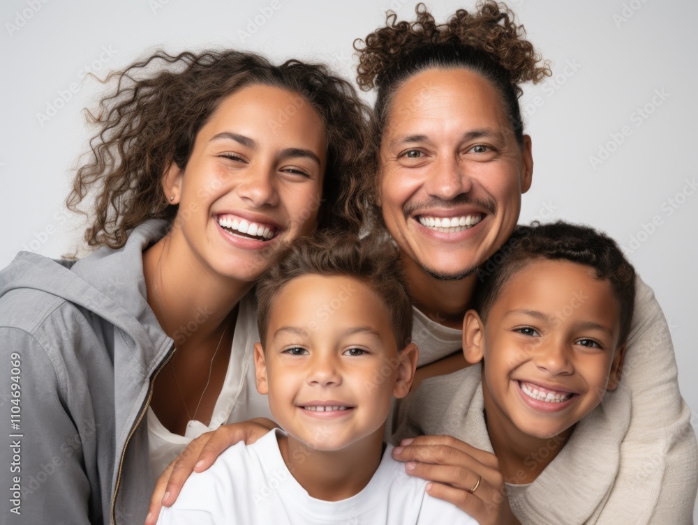 happy family portrait with smiling parents and children happy family portrait with smiling parents and children