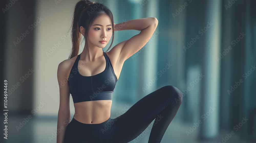 Fototapeta premium ジムで運動する女性