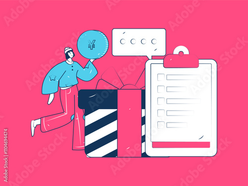 Invite friends to conduct questionnaire flat vector concept operation hand drawn illustration
